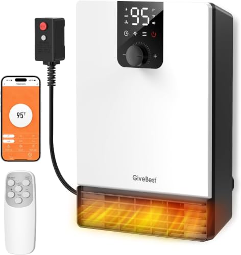 GiveBest 1500W Smart Wall Heater, Electric Space Heater with Remote, App & Voice Control, Bright White