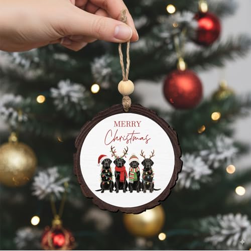 Black Lab Wooden Christmas Ornament - Dog Lover Holiday Decor - Black Lab Variation