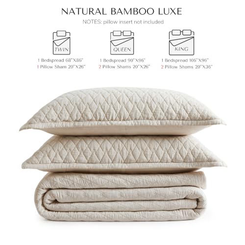 King Size Bamboo Viscose Quilt Set Beige - Cooling, Soft & Durable Bedding