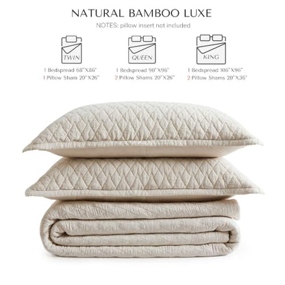 King Size Bamboo Viscose Quilt Set Beige - Cooling, Soft & Durable Bedding