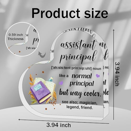 Heart Shaped Acrylic Desk Sign for Assistant Principal Gift - Inspirational Office Decor