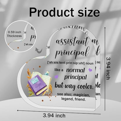 Heart Shaped Acrylic Desk Sign for Assistant Principal Gift - Inspirational Office Decor
