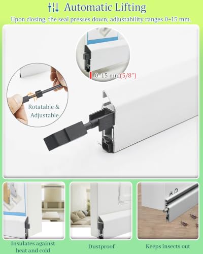 Self-Adhesive Surface Mount Door Sweep 28-86cm Noise & Draft Blocker - Black