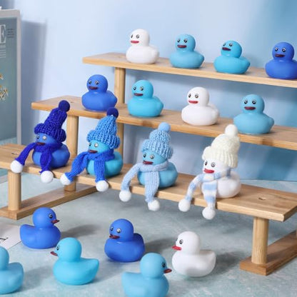 Jerify 48 Pack Winter Rubber Ducks with Fur Santa Hats & Scarves - Christmas Party Favors