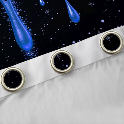 Black Royal Blue Leopard Print Blackout Curtains 2 Panel Set - 76W x 45L Inches