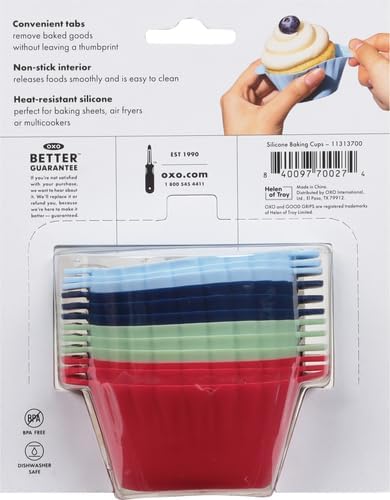 OXO Good Grips Silicone Baking Cups - Reusable, Non-Stick, BPA-Free | 12 Pack for Muffins & Cupcakes