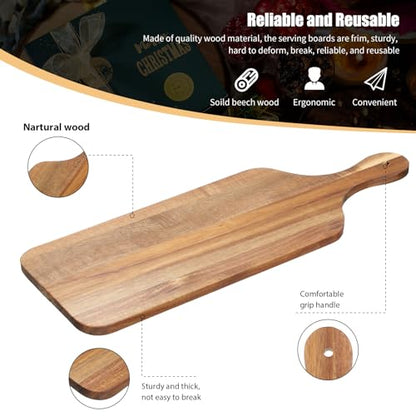 Acacia Wood Cutting Boards Set - 12 Pieces 17x6 Inches with Handle