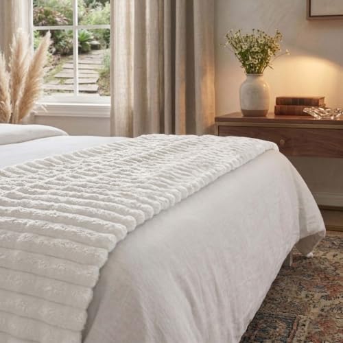 Riverbrook Home Everett Faux Fur Bed Runner - White, 24 x 80 Inches