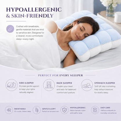 Cooling Pillow for Sleeping with Ice Silk Cover - Blue, 19.7 x 27.6 Inch