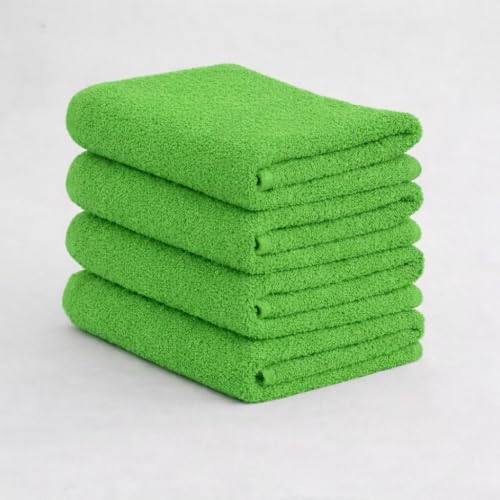 Fingertip Hand Towel Set - Bright Green, 11x18 Inches, 4 Pack, Soft Cotton