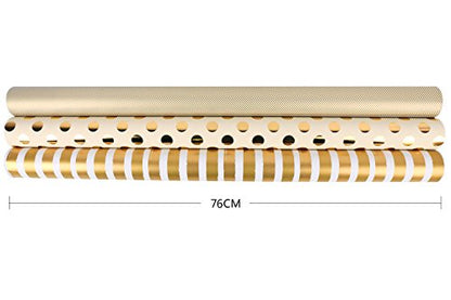 Gold Wrapping Paper Roll - 30 Inch x 120 Inch Gift Wrap for Christmas, Birthday & Holidays - Set of 3 - Elegant Metallic Finish
