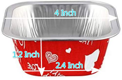 KEISEN square 4" 8oz 230ml 100/PK Disposable Aluminum Foil Cups for Muffin Cupcake Baking Bake Utility Ramekin Cup(happy hour)