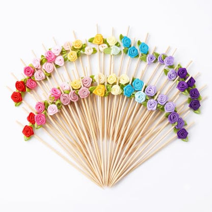 Flower Rose Bamboo Picks 100PCS Colorful Skewers for Cupcakes & Crafts - Variation of THIS listing