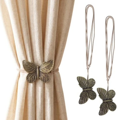 Magnetic Curtain Tiebacks with Bee Design, Vintage Copper Finish - 2 Pack