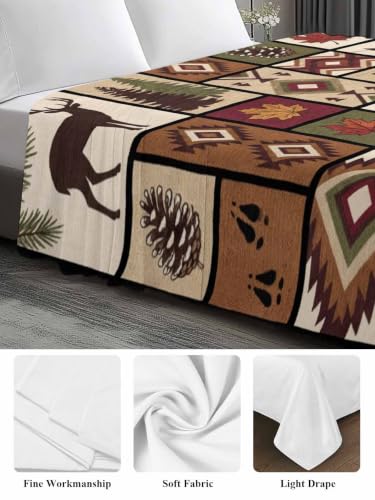 Brown King Flat Sheet - Hotel Quality Microfiber Bedding - Retro Checkered
