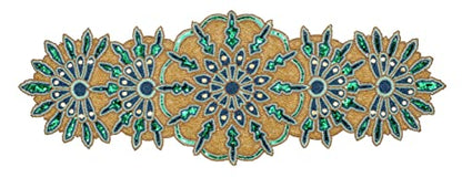 Hand Beaded Green Gold Glitz Table Runner 13x36 for Easter & Holidays - Homebia Designs