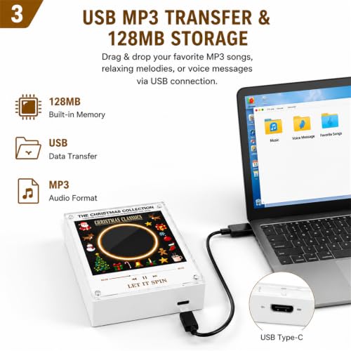Mini Vinyl Record Player with NFC Touch, 9 Interchangeable Discs & LED Lights