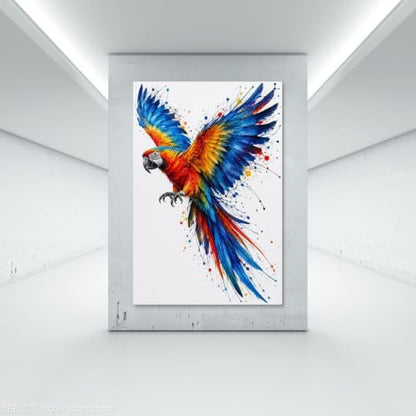 Macaw Parrot Wall Art Poster Tropical Aviary Canvas 36x24 Inch - Unframed