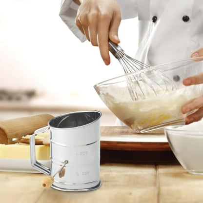 Mrs. Anderson’s Baking Hand Crank Flour Icing Sugar Sifter, Stainless Steel, 1-Cup,Silver