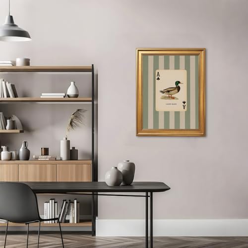 Lucky Duck Wall Art Canvas Print Framed Vintage Playing Card Mallard Bird 8x10 Style-4