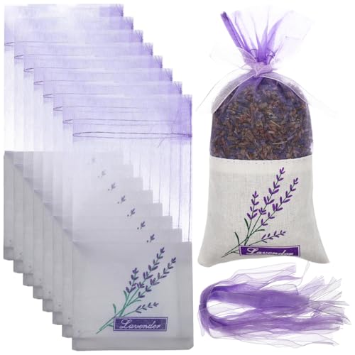 Lavender Sachet Bags 30pcs - Purple Organza Drawstring Pouches for Dried Flowers & Fragrance