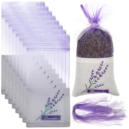 Lavender Sachet Bags 30pcs - Purple Organza Drawstring Pouches for Dried Flowers & Fragrance