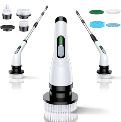 VigorDay Electric Spin Scrubber for Bathroom with Long Handle - White