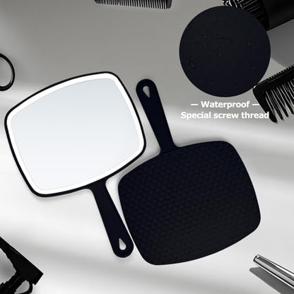 Black 2-Pack Handheld Makeup Mirrors 10.5 Inch Portable Vanity with Hanging Hole
