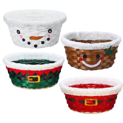 Youyole Classic Christmas Gift Basket Set - Woven Bamboo Santa Gingerbread Snacks