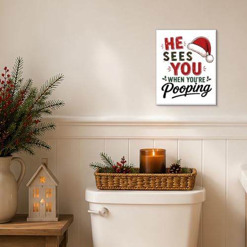Christmas Bathroom Wall Art Funny Pooping Quote Canvas Print Framed - Variation of THIS listing