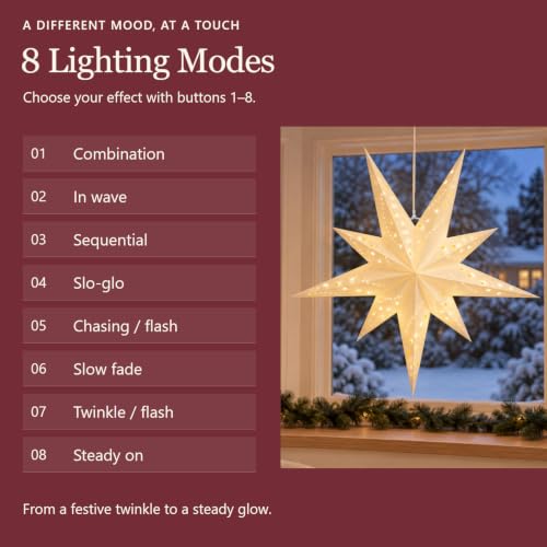 Paper Star Lantern 2 Pack - Hanging Christmas & Holiday Decor Lights