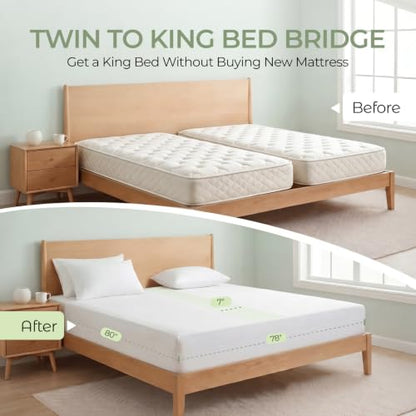 3-in-1 Twin to King Bed Gap Filler with Cotton Fitted Sheet