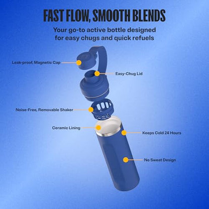 RTIC 30oz Insulated Water Bottle with Protein Shaker - Cobalt