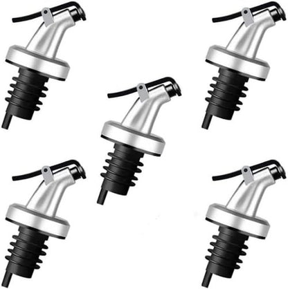 HORNO 5 Pack Oil Spouts, Olive Oil Vinegar Bottle Stopper Dispenser, Leakproof Bottle Spouts for Vinegar, Salad, Wine, Etc