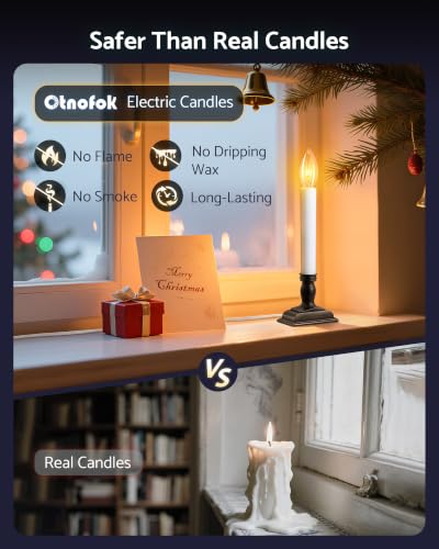 Antique Bronze 9.6-Inch Window Candle Set with Sensor, Dusk to Dawn Plug-In Lights