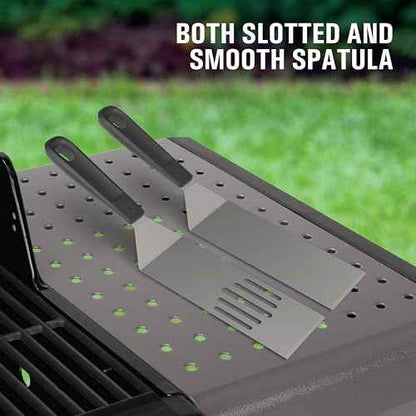 Coleman Flat Top 5-Piece BBQ Griddle Tool Kit, Stainless Steel Grilling Tool Kit with 2 Spatulas, Scraper, and 2 Squeeze Bottles, for Gas Grills and Griddles