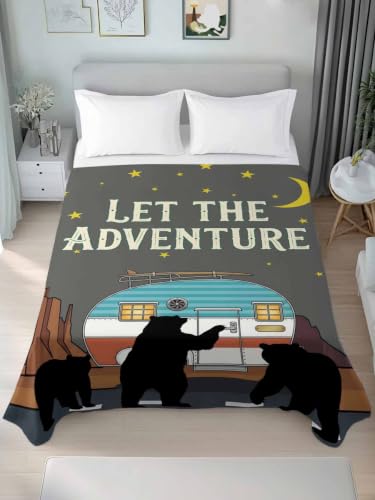 Twin Flat Sheet for Camping RV Bed Bedding Microfiber Starry Sky Moon Design - Gray, Turquoise, Terracotta, Yellow