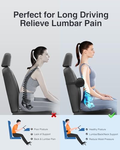 Inflatable Lumbar Pillow for Travel, Back Support Cushion for Airplane & Car