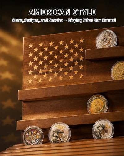Solid Wood Challenge Coin Display Stand & Holder for Military Coins