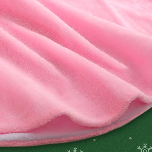 Pink Faux Fur Christmas Tree Skirt - Festive Holiday Decor, 47 Inch