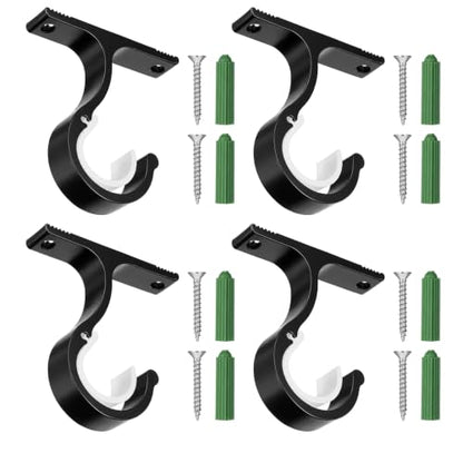 4 Pack Ceiling Curtain Rod Brackets Black Adjustable Mounting Hardware