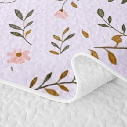 Lilac Twin Floral Quilt Set for Kids & Hot Sleepers - Breathable Polyester