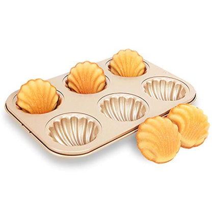 CAN_Deal 6 Cup Nonstick Madeleine Pan Gold