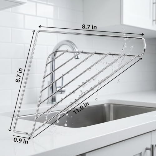 304 Stainless Steel Corner Sink Drying Rack - Triangular Kitchen Caddy - Variation 1