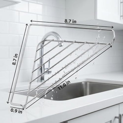304 Stainless Steel Corner Sink Drying Rack - Triangular Kitchen Caddy - Variation 1