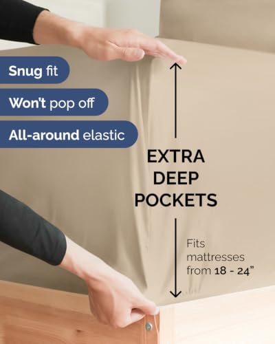 CGK Extra Deep Split Head Flex Top King Sheet Set - Cream, 6 Pieces, 12 Variant