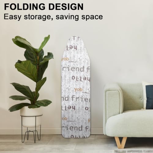 Foldable 42-Inch Ironing Board with Heat-Resistant Cover - White