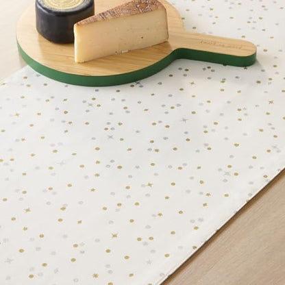 Reversible Holiday Table Runner 15x72 Inches Cotton Metallic Dot Pattern