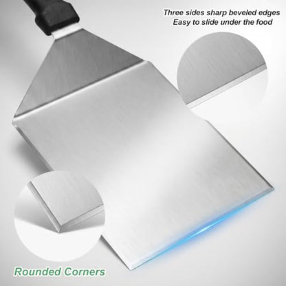 Cuttte Extra Wide Metal Smash Burger Spatula 6 x 5 Inches - Beveled Edges