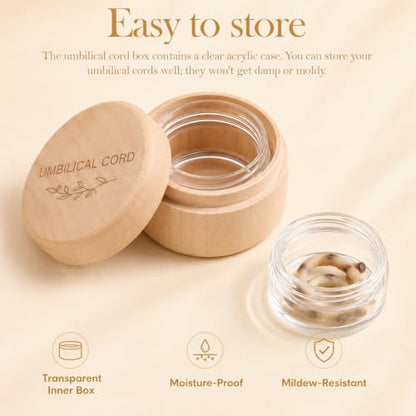 Baby Keepsake Box with Acrylic Inner Container - Wooden Ubilical Cord Memorial Storage